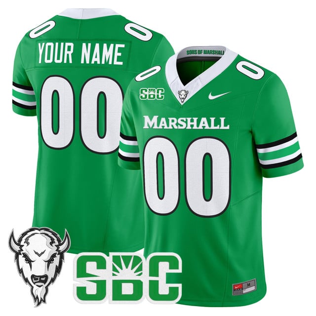 Marshall Thundering Herd 2025 Vapor Limited Custom Jersey KELLY GREEN