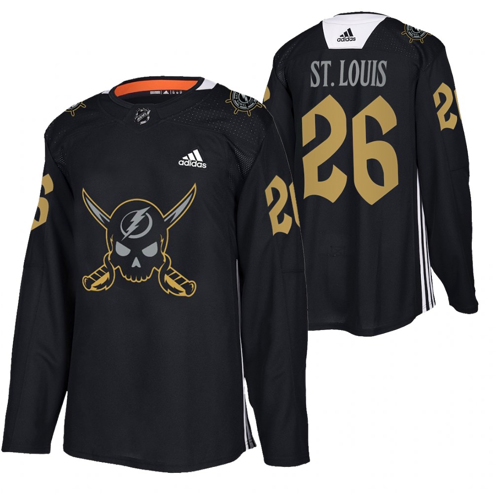 Martin St. Louis Lightning Gasparilla inspired Jersey Black Pirate-themed Warmup
