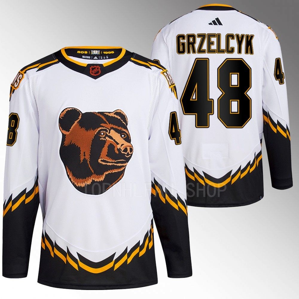 Matt Grzelcyk 2022 Boston Bruins White Reverse Retro 2.0 Authentic Primegreen Jersey Stitched