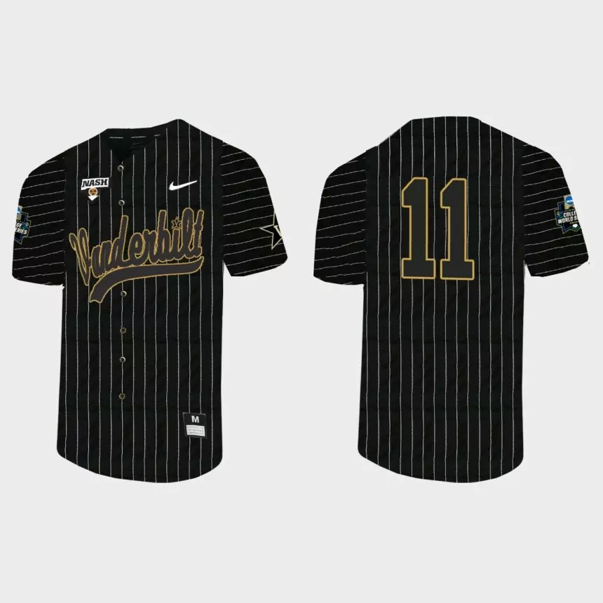 Matt Hogan Vanderbilt Commodores 2021 College World Series Pinstripe Baseball Jersey – Black