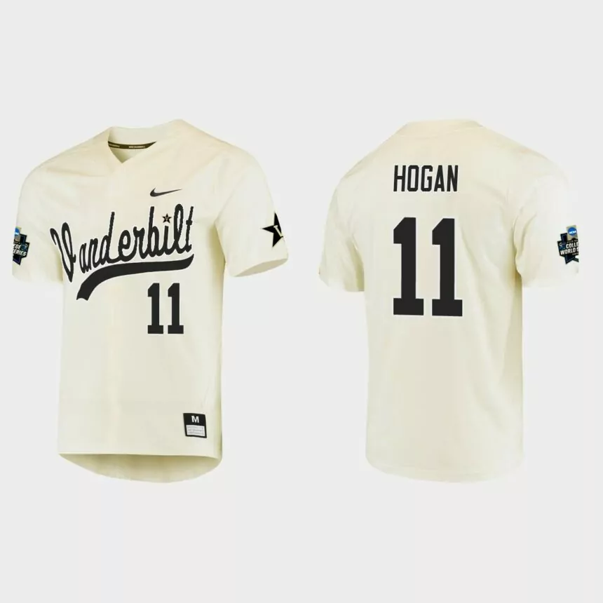 Matt Hogan Vanderbilt Commodores College World Series Baseball Jersey – Cream