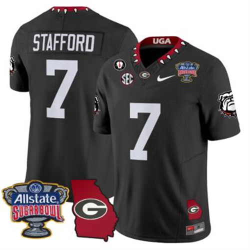 Matthew Stafford Jersey #7 Georgia Bulldogs 2025 Sugar Bowl Patch Vapor Black