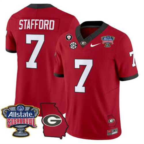 Matthew Stafford Jersey #7 Georgia Bulldogs 2025 Sugar Bowl Patch Vapor Red