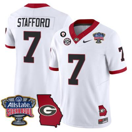 Matthew Stafford Jersey #7 Georgia Bulldogs 2025 Sugar Bowl Patch Vapor White