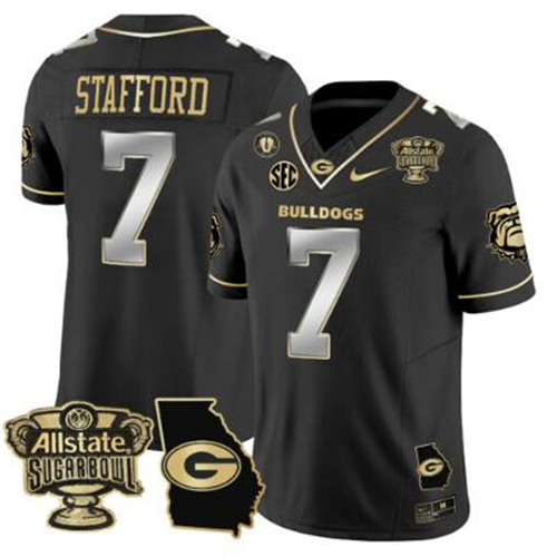 Matthew Stafford Jersey #7 Georgia Bulldogs 2025 Sugar Bowl Vapor Black Gold