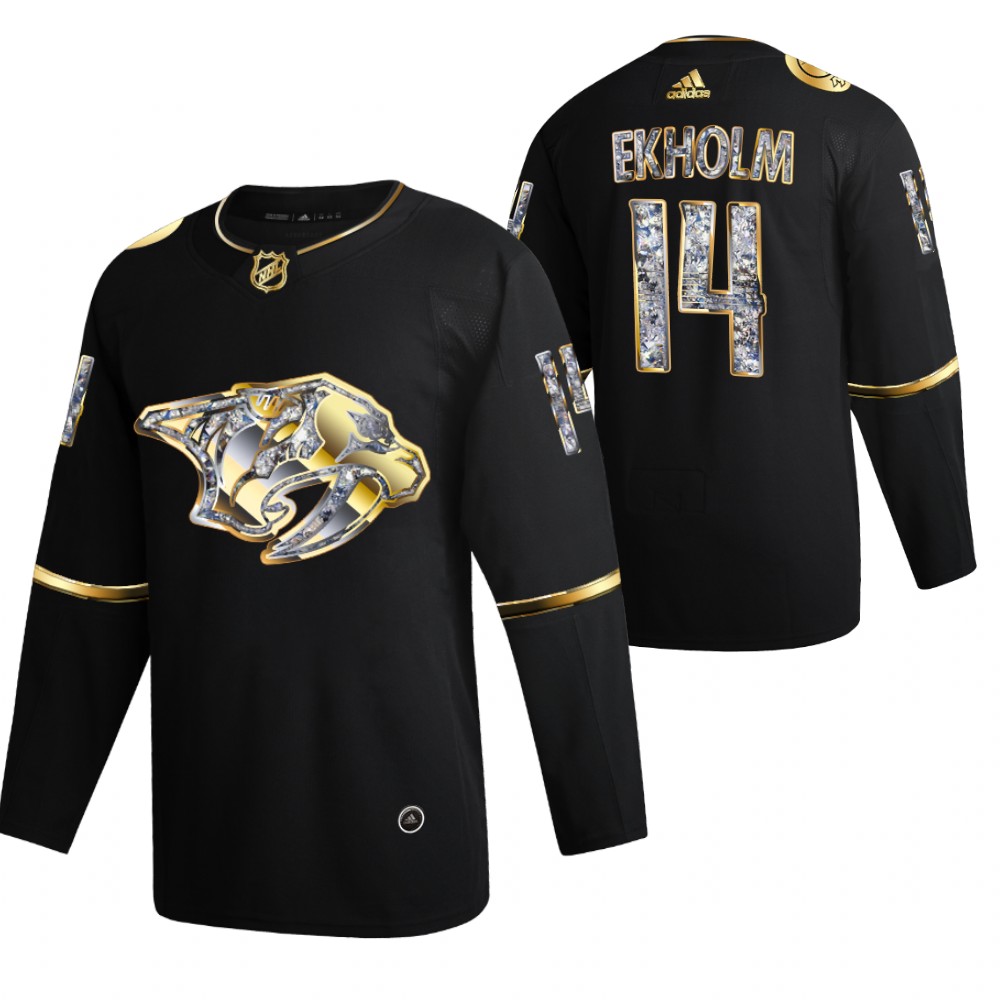 Mattias Ekholm Predators #14 Black Diamond Edition 2022 Stanley Cup Playoffs Jersey