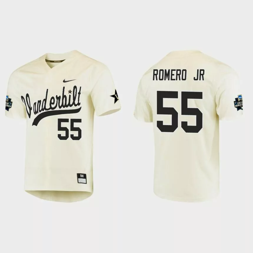 Maxwell Romero Jr. Vanderbilt Commodores College World Series Baseball Jersey – Cream