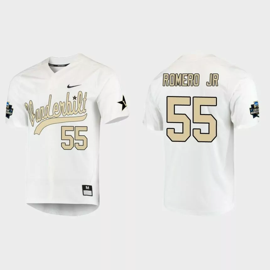 Maxwell Romero Jr. Vanderbilt Commodores College World Series Baseball Jersey – White
