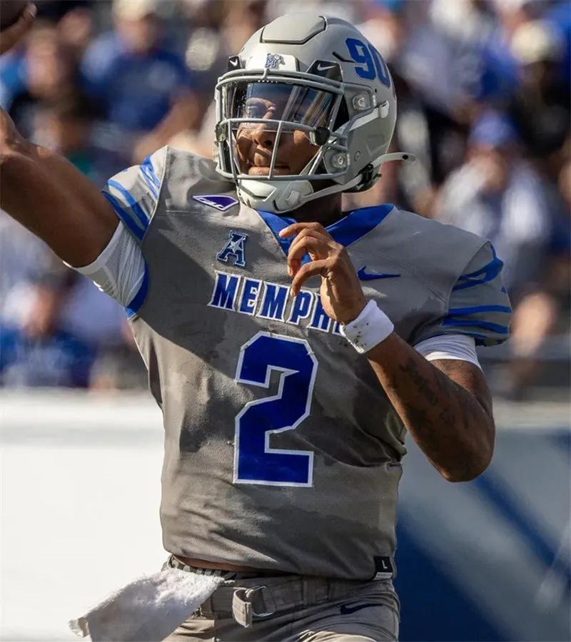 Memphis Tigers #2 Brendon Lewis 2025 Gray Football Game Jersey 