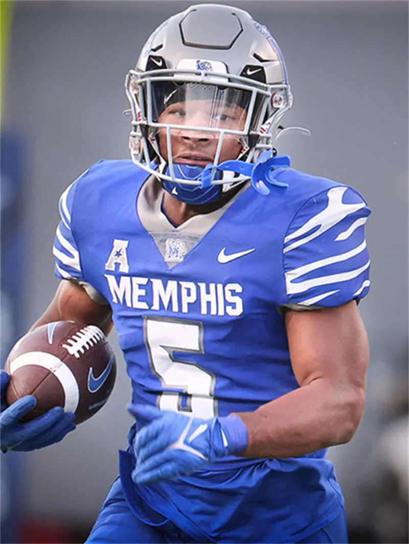 Memphis Tigers #5 Sutton Smith 2025 Blue Football Game Jersey 