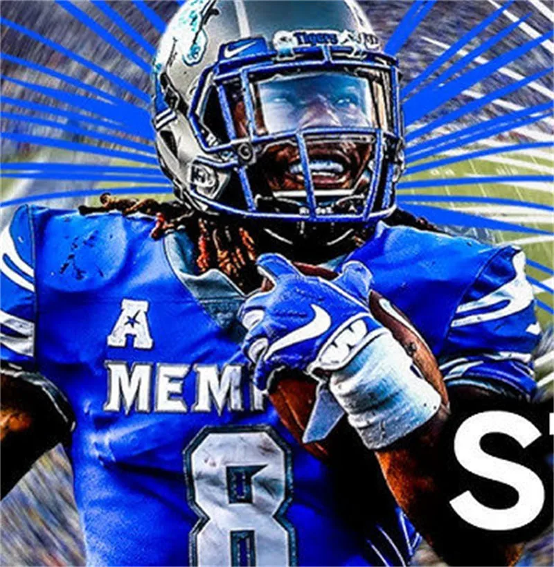 Memphis Tigers #8 Cortez Braham Jr. 2025 Blue Football Game Jersey 