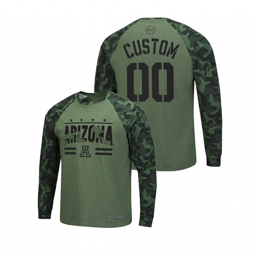 Men #00 Custom Arizona Wildcats Olive OHT Military Appreciation Camo Longsleeve T-Shirt