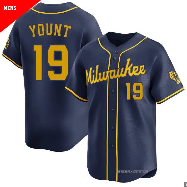 Men's #19 Robin Yount Milwaukee Brewers Navy Limited Alternate Jersey