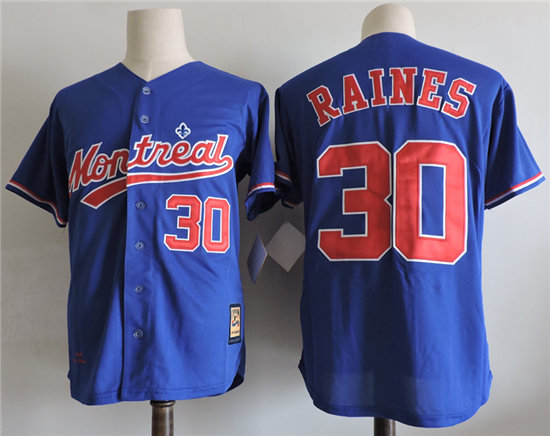 Men's #30 TIM RAINES Montreal Expos 2001 Blue Majestic Throwback Baseball Jersey