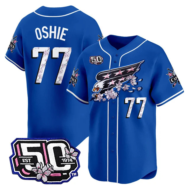 Men's 2025 Washington Capitals 50th Anniversary Cherry Blossom Style Vapor Premier Limited Jersey #77 T.J. OSHIE.webp