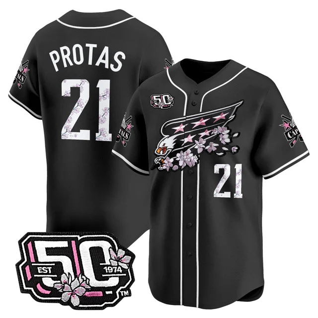 Men's 2025 Washington Capitals 50th Anniversary Cherry Blossom Style Vapor Premier Limited Jersey BLACK #21 ALIAKSEI PROTAS