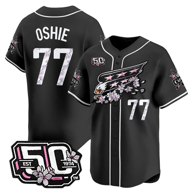Men's 2025 Washington Capitals 50th Anniversary Cherry Blossom Style Vapor Premier Limited Jersey BLACK #77 T.J. OSHIE.webp