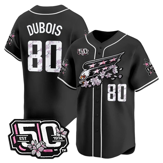 Men's 2025 Washington Capitals 50th Anniversary Cherry Blossom Style Vapor Premier Limited Jersey BLACK #80 PIERRE-LUC DUBOIS