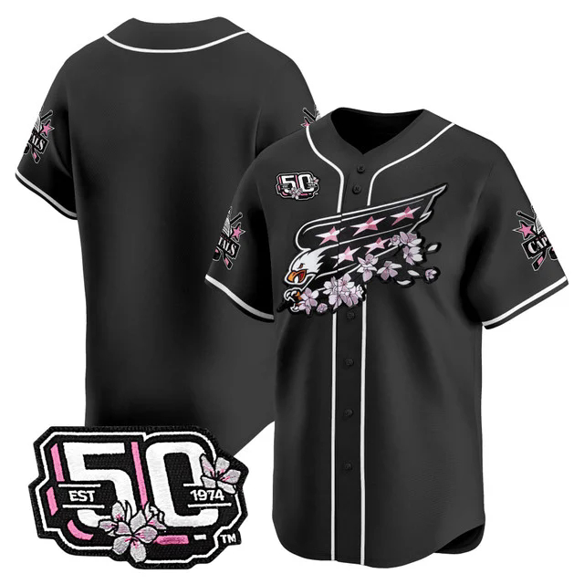 Men's 2025 Washington Capitals 50th Anniversary Cherry Blossom Style Vapor Premier Limited Jersey BLACK BLANK.webp