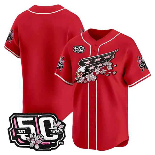 Men's 2025 Washington Capitals 50th Anniversary Cherry Blossom Style Vapor Premier Limited Jersey RED #1.webp
