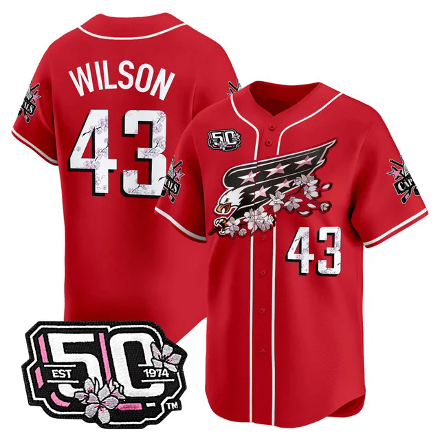 Men's 2025 Washington Capitals 50th Anniversary Cherry Blossom Style Vapor Premier Limited Jersey RED #43 TOM WILSON.webp