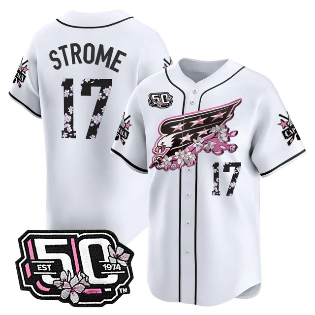 Men's 2025 Washington Capitals 50th Anniversary Cherry Blossom Style Vapor Premier Limited Jersey WHITE #17 DYLAN STROME.webp