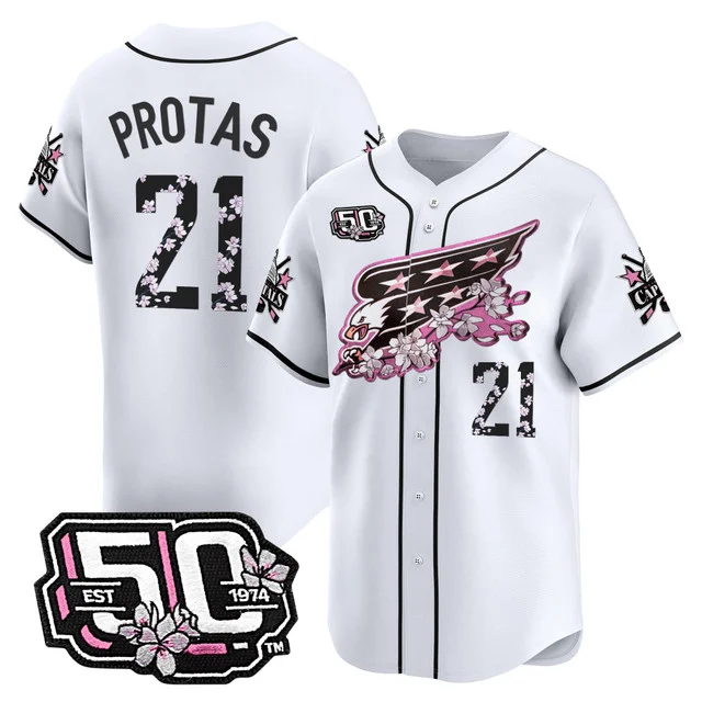 Men's 2025 Washington Capitals 50th Anniversary Cherry Blossom Style Vapor Premier Limited Jersey WHITE #21 ALIAKSEI PROTAS