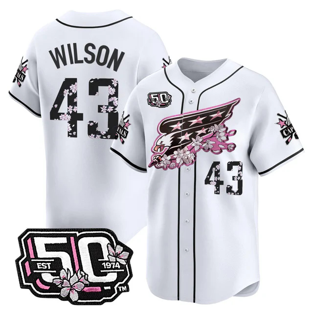 Men's 2025 Washington Capitals 50th Anniversary Cherry Blossom Style Vapor Premier Limited Jersey WHITE #43 TOM WILSON.webp