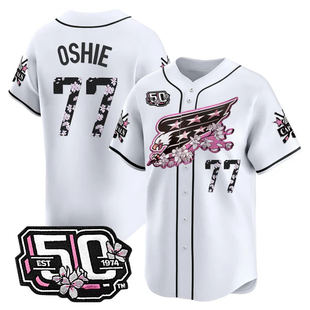 Men's 2025 Washington Capitals 50th Anniversary Cherry Blossom Style Vapor Premier Limited Jersey WHITE #77 T.J. OSHIE.webp