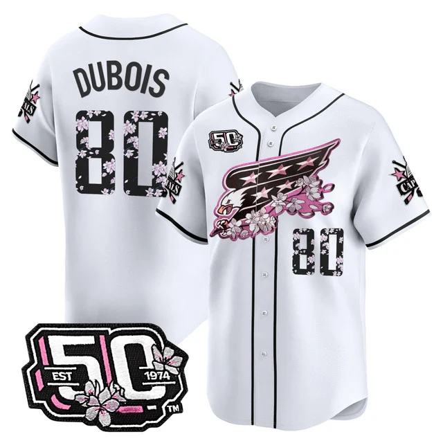 Men's 2025 Washington Capitals 50th Anniversary Cherry Blossom Style Vapor Premier Limited Jersey WHITE #80 PIERRE-LUC DUBOIS