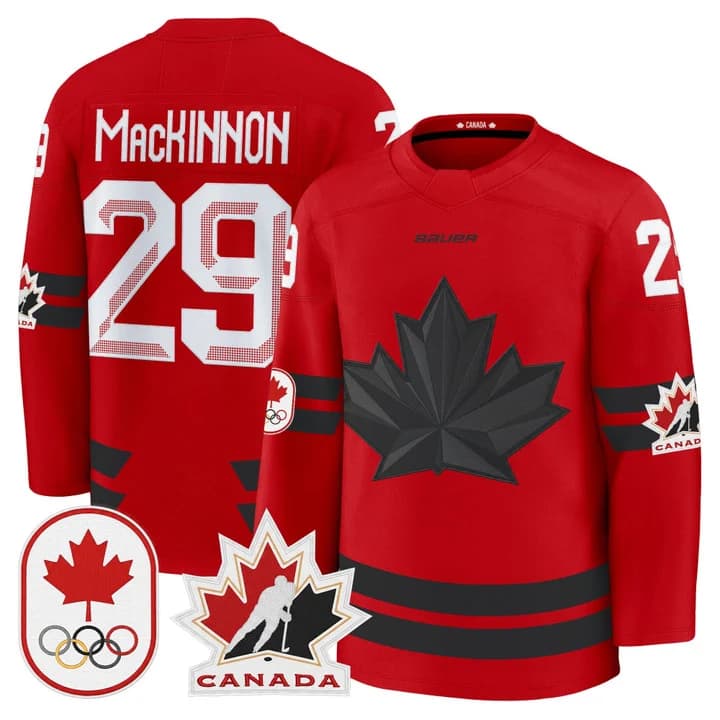 Men's 2026 Canada Olympic Premium Hockey Jersey - All Stitched Nathan MacKinnon   29