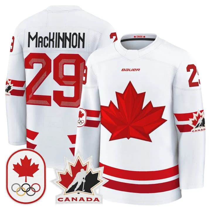 Men's 2026 Canada Olympic Premium Hockey Jersey - All Stitched Nathan MacKinnon 29