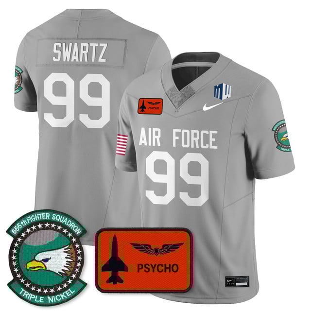 Men's Air Force Football 2025 Honor F-16 Jersey 555th #99 Aidan Swartz