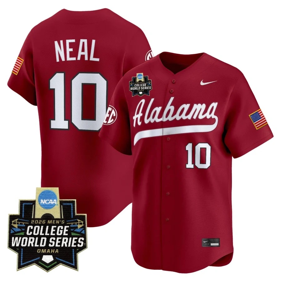 Men's Alabama 2026 World Series Vapor Premier Limited Jersey #10 BRADY NEAL
