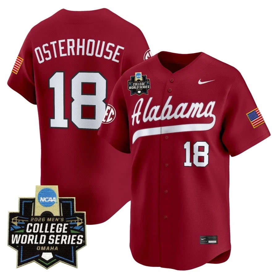 Men's Alabama 2026 World Series Vapor Premier Limited Jersey #18 JUSTIN OSTERHOUSE