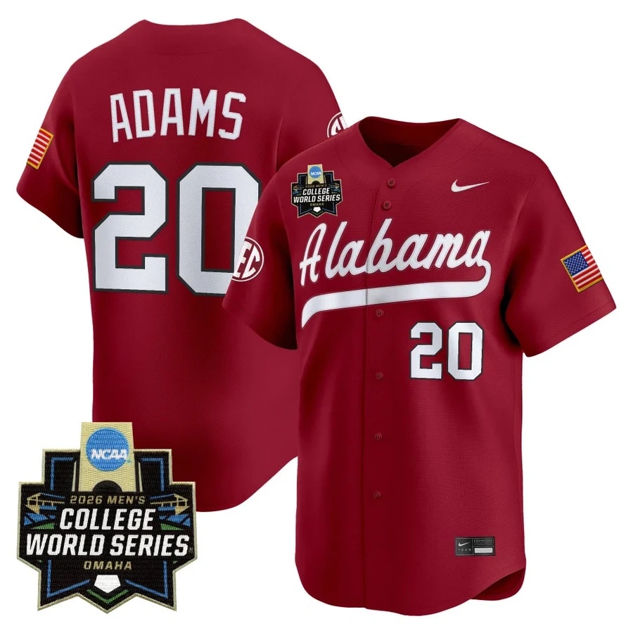 Men's Alabama 2026 World Series Vapor Premier Limited Jersey #20 ZANE ADAMS