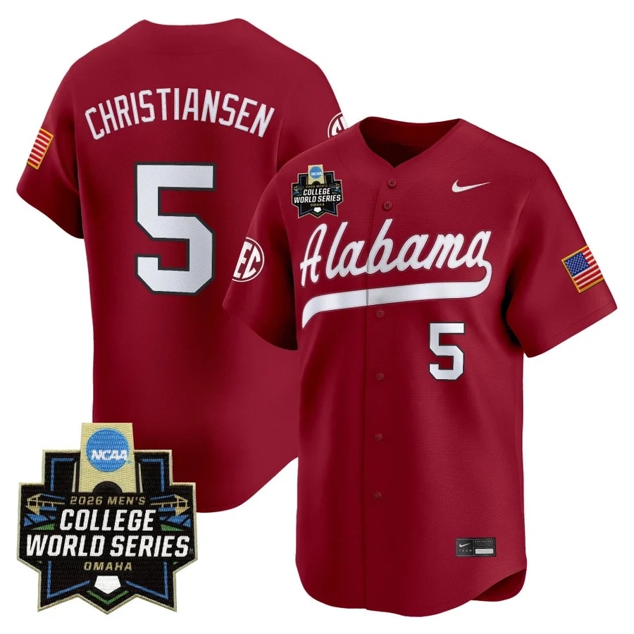 Men's Alabama 2026 World Series Vapor Premier Limited Jersey #5 SAM CHRISTIANSEN