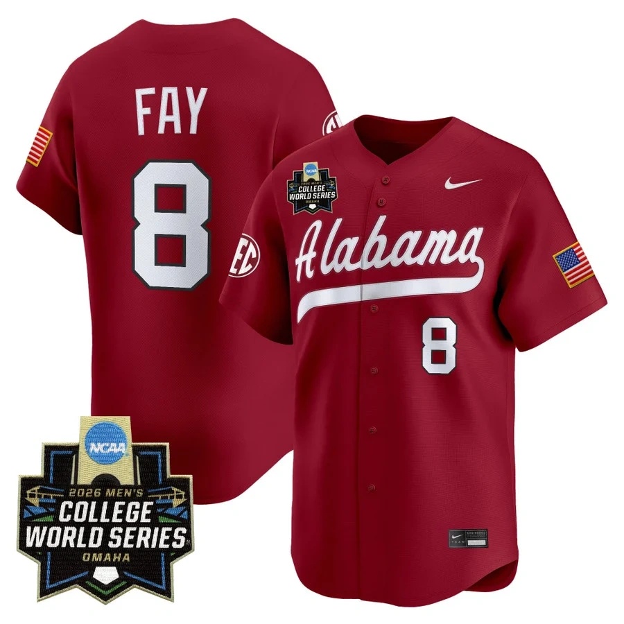 Men's Alabama 2026 World Series Vapor Premier Limited Jersey #8 TYLER FAY