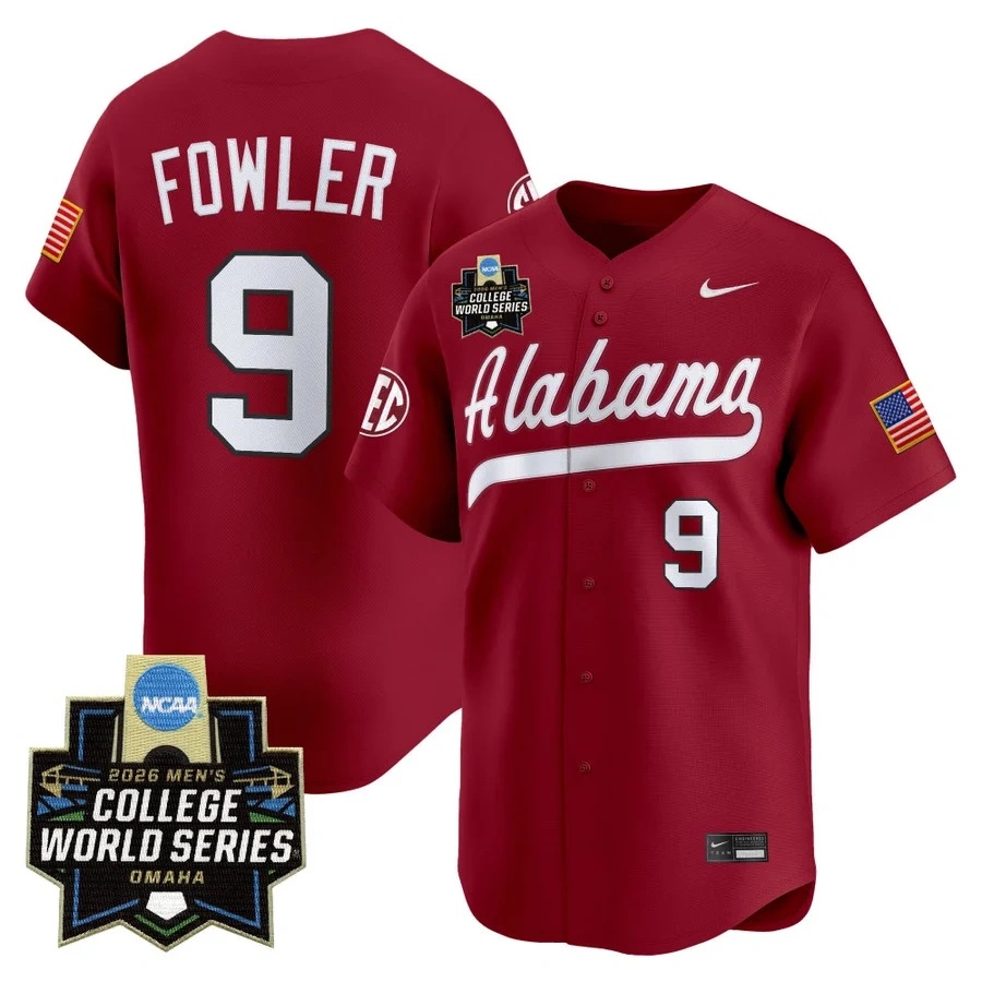 Men's Alabama 2026 World Series Vapor Premier Limited Jersey #9 BRYCE FOWLER
