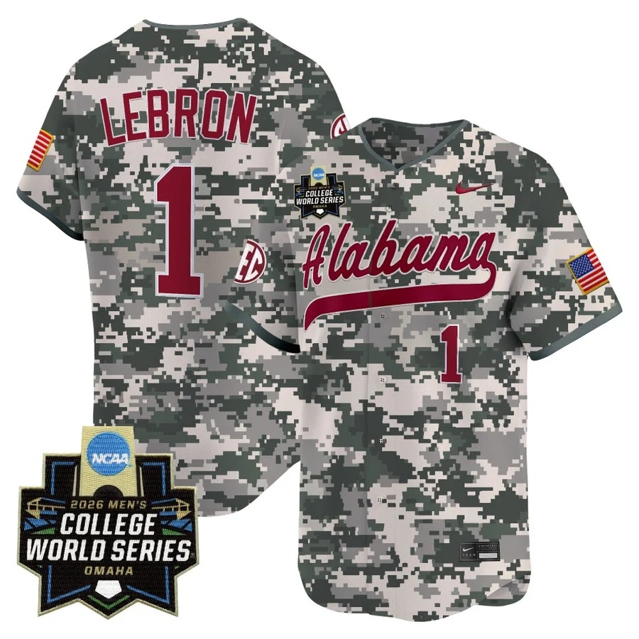 Men's Alabama 2026 World Series Vapor Premier Limited Jersey CAMO #1 JUSTIN LEBRON