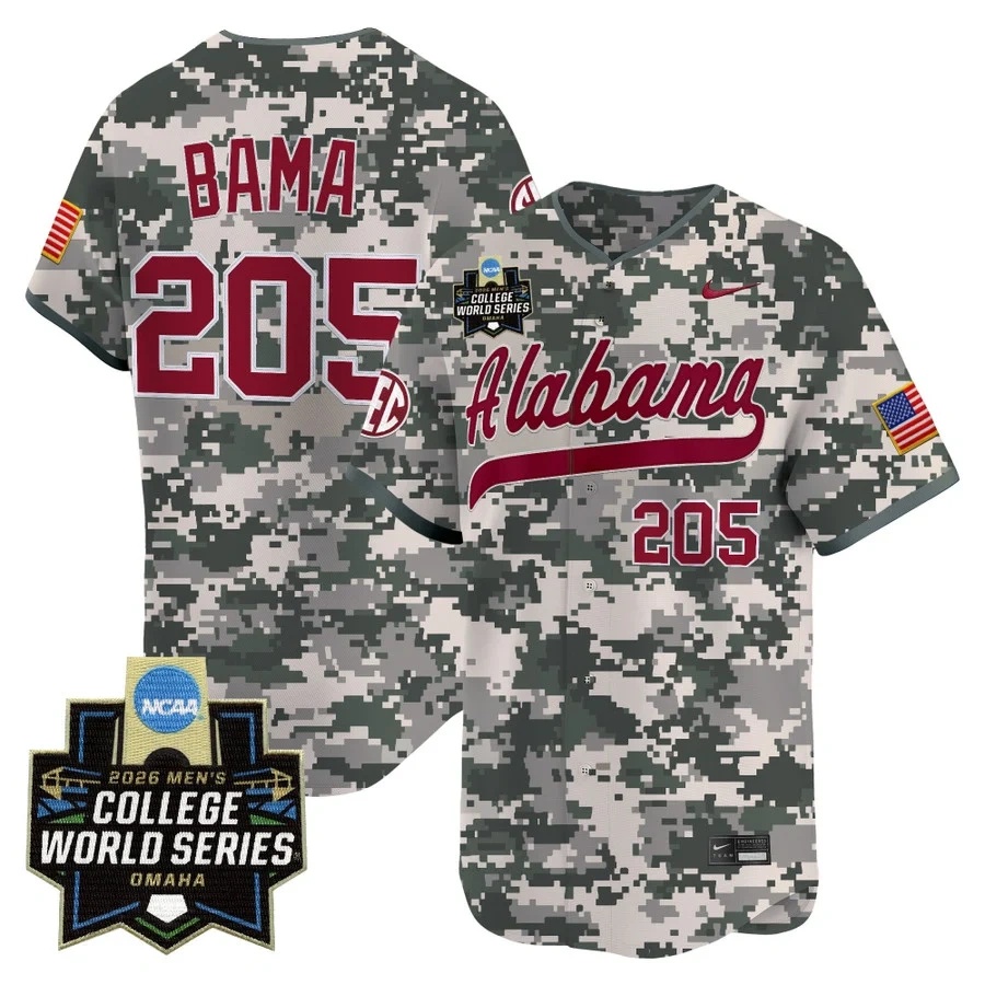 Men's Alabama 2026 World Series Vapor Premier Limited Jersey CAMO #205 BAMA