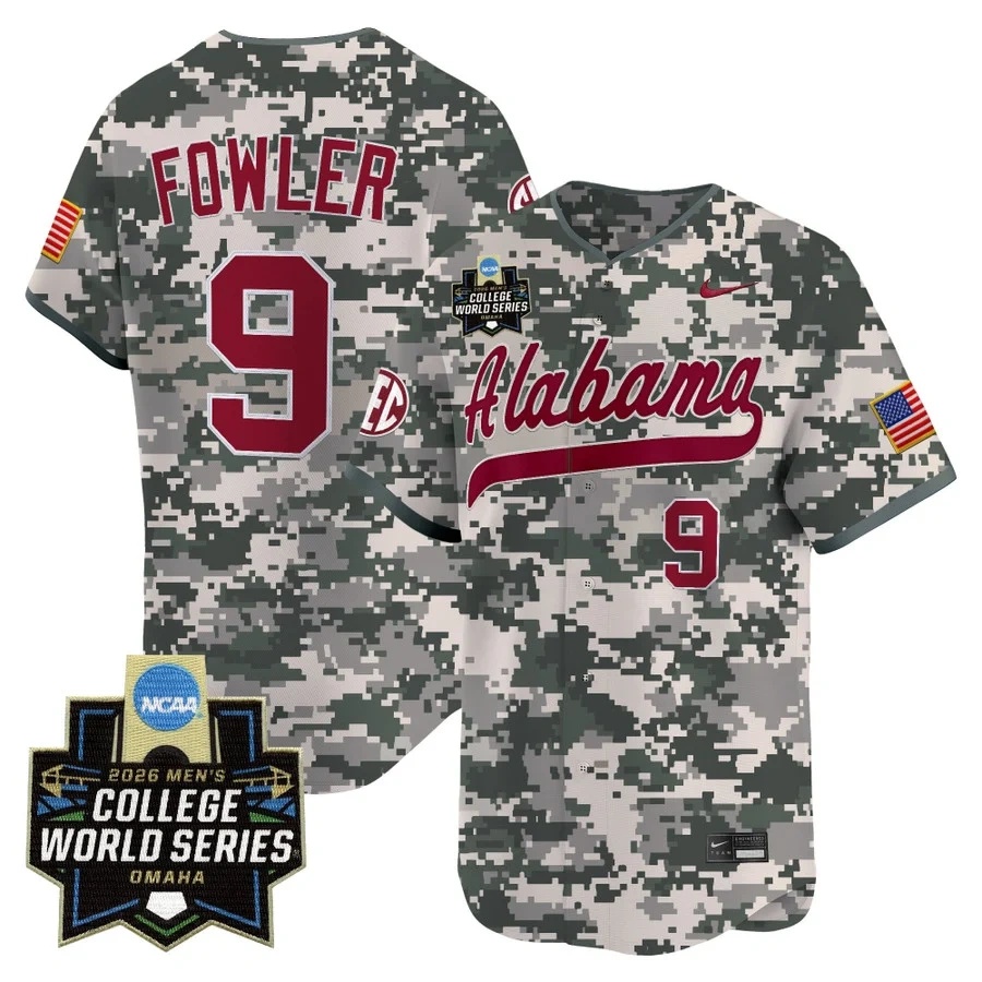 Men's Alabama 2026 World Series Vapor Premier Limited Jersey CAMO #9 BRYCE FOWLER
