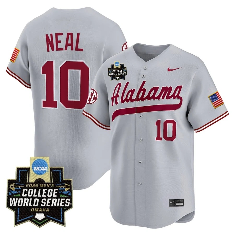 Men's Alabama 2026 World Series Vapor Premier Limited Jersey GRAY #10 BRADY NEAL