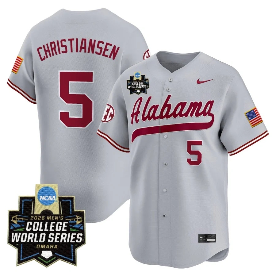 Men's Alabama 2026 World Series Vapor Premier Limited Jersey GRAY #5 SAM CHRISTIANSEN