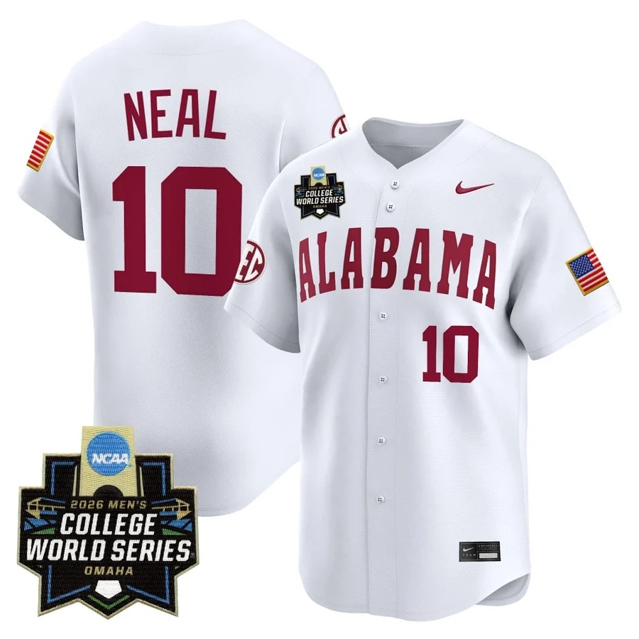 Men's Alabama 2026 World Series Vapor Premier Limited Jersey WHITE #10 BRADY NEAL
