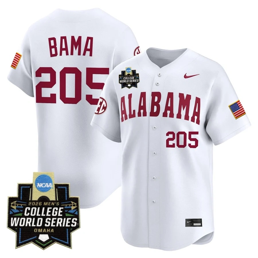 Men's Alabama 2026 World Series Vapor Premier Limited Jersey WHITE #205 BAMA