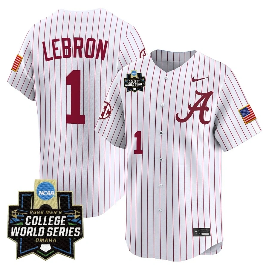Men's Alabama 2026 World Series Vapor Premier Limited Jersey WHITE2 #1 JUSTIN LEBRON