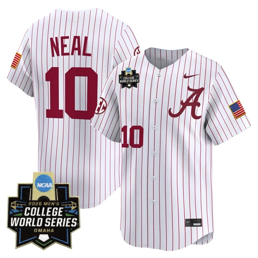 Men's Alabama 2026 World Series Vapor Premier Limited Jersey WHITE2 #10 BRADY NEAL