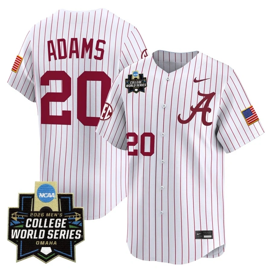 Men's Alabama 2026 World Series Vapor Premier Limited Jersey WHITE2 #20 ZANE ADAMS