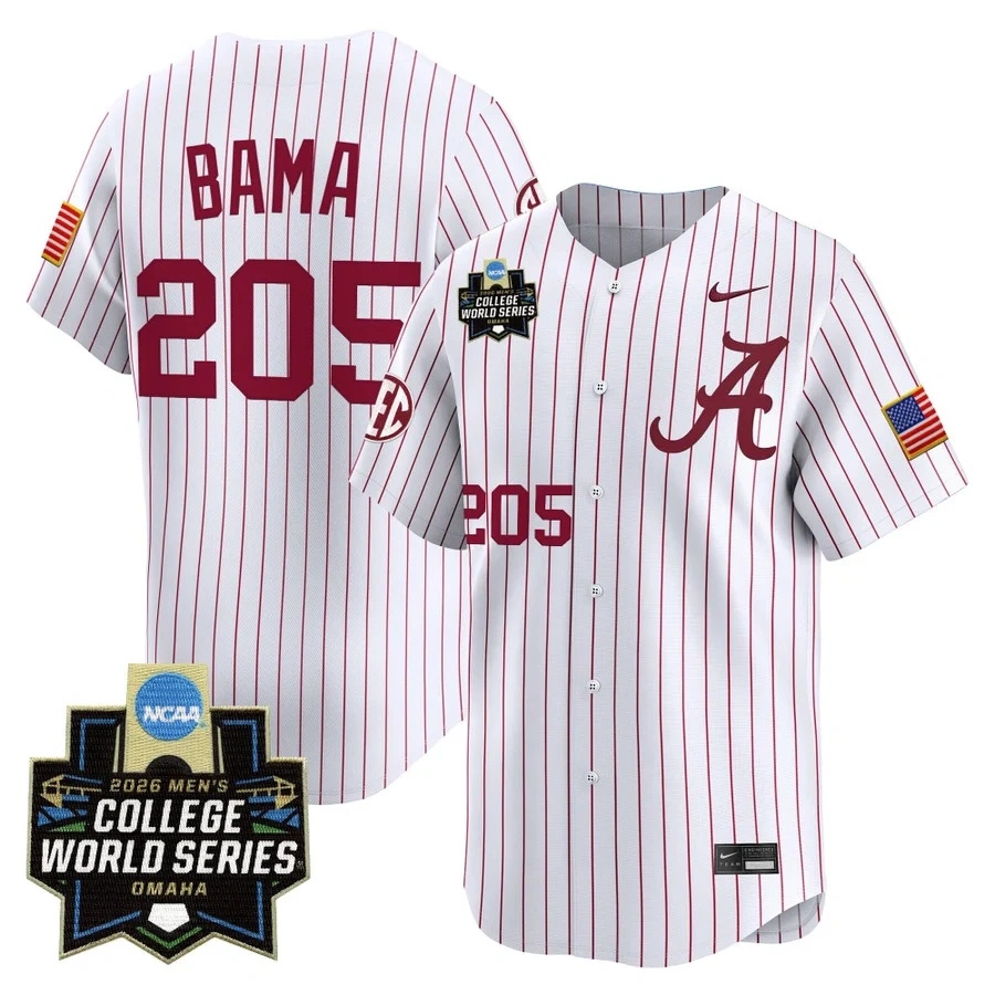 Men's Alabama 2026 World Series Vapor Premier Limited Jersey WHITE2 #205 BAMA